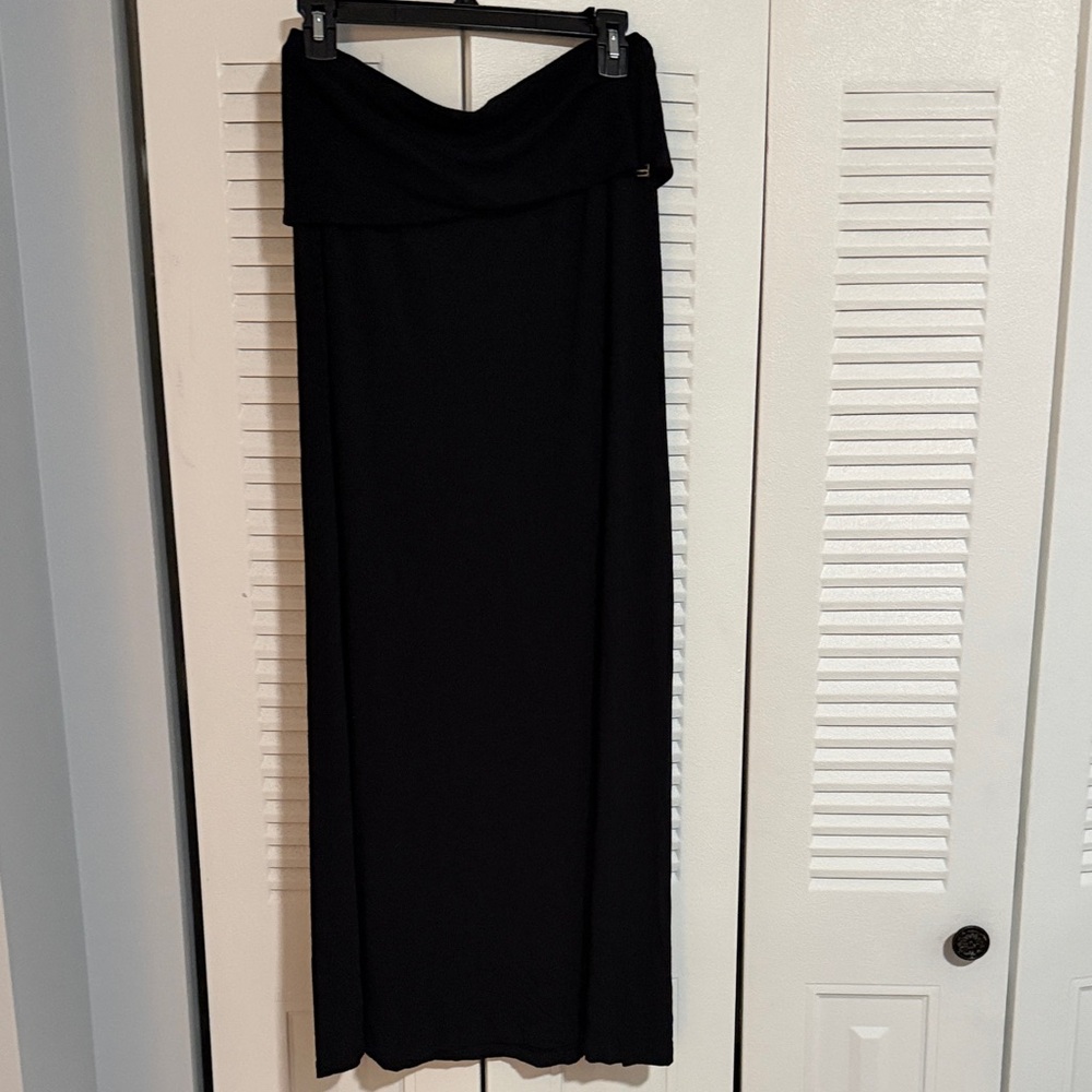 Calvin Klein Black Fold-Over Waist Maxi Skirt